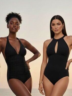 Two for One Bundle! 2 stunning black one-piece swimsuits,  Size 10/12